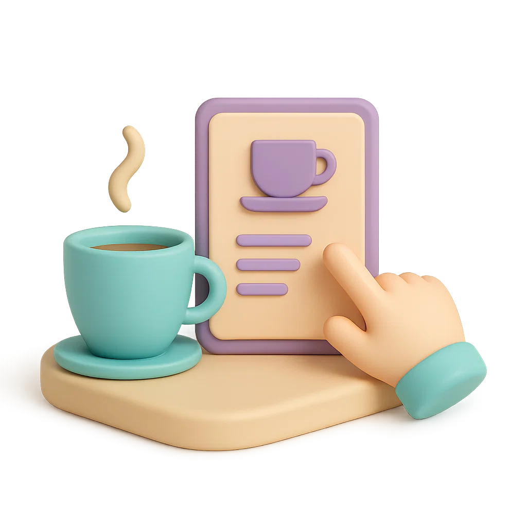 카페에서 메뉴를 함께 고르는 상황