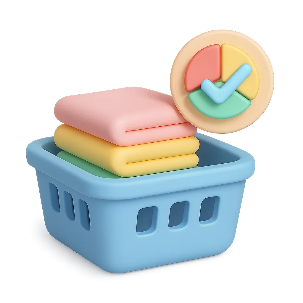 세탁물을 색깔별로 분류하는 상황