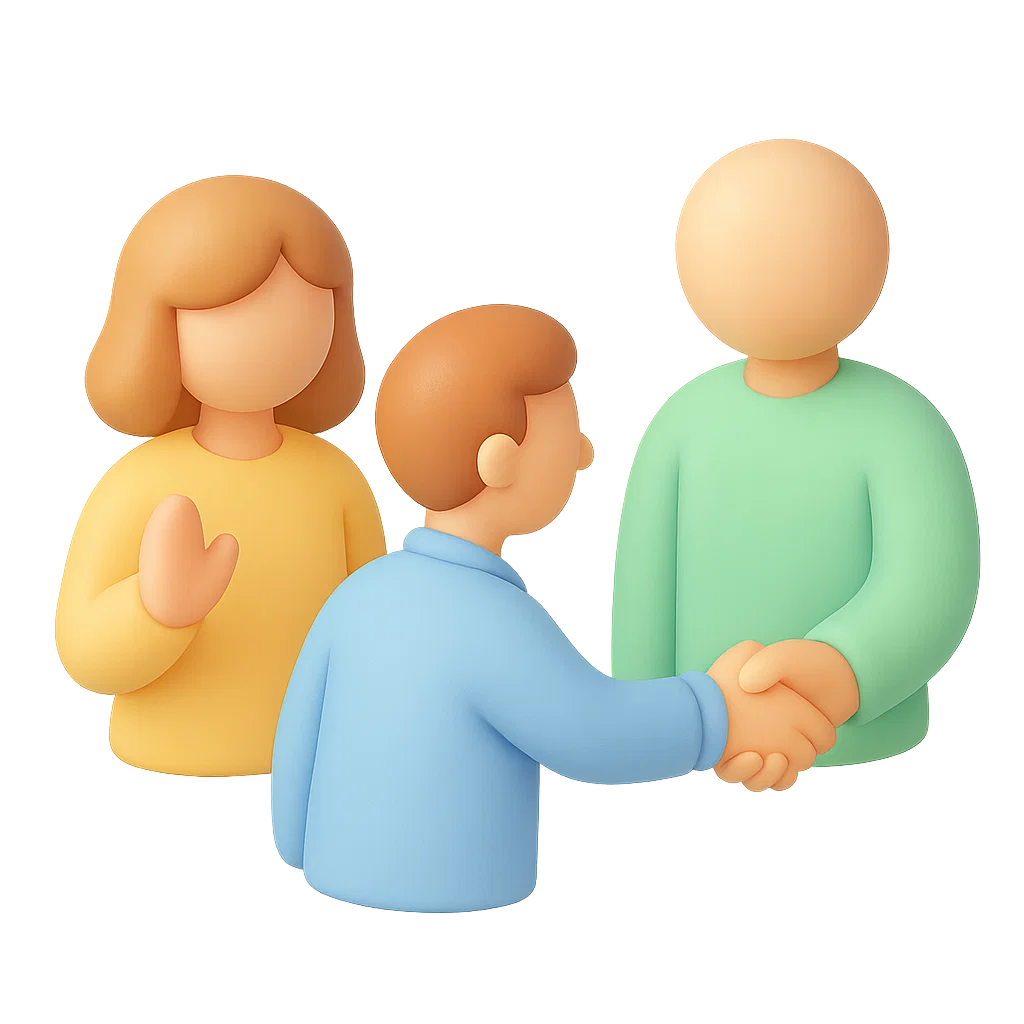 첫 출근 날 팀원들과 인사하는 상황