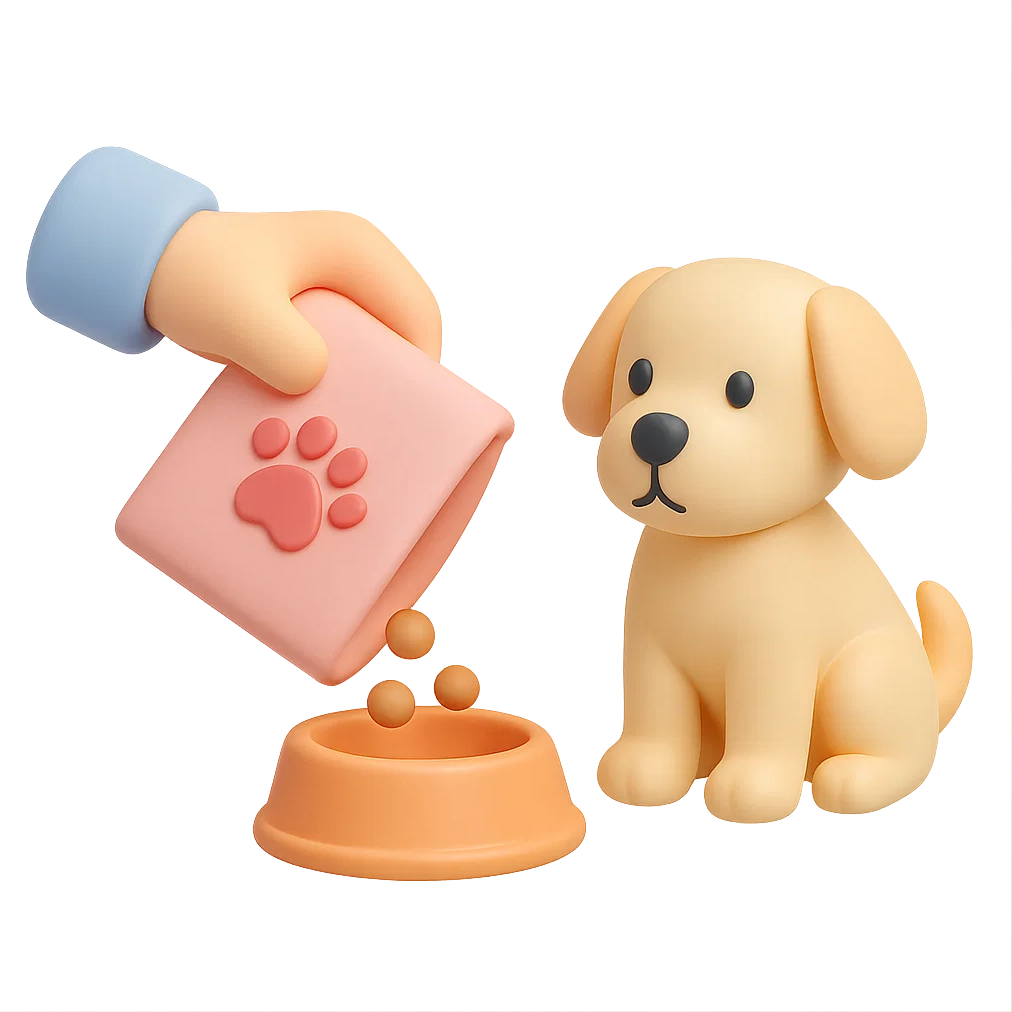 반려동물 밥을 챙기는 상황