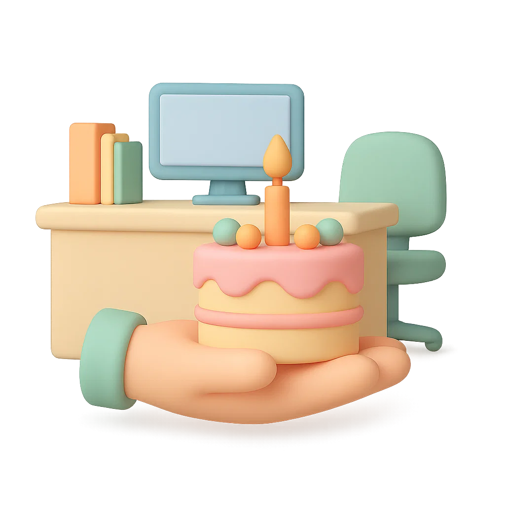 생일자에게 케이크를 전달하는 상황