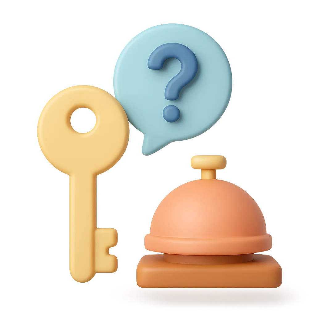 숙소 키를 잃어버려 프런트에 도움을 요청하는 상황